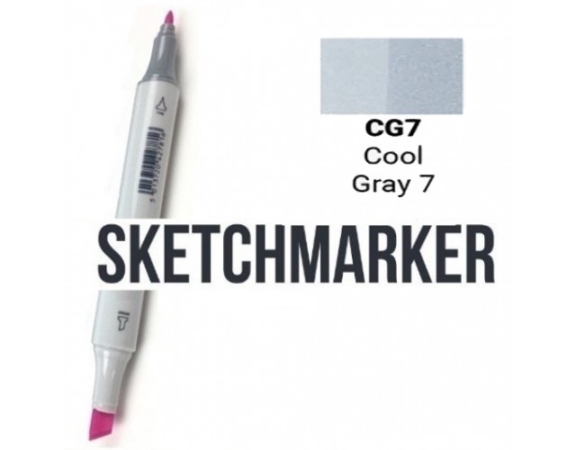 Маркер SKETCHMARKER, 2 пера: долото и тонкое, Cool Gray 7 - Прохладный серый 7, SM-CG7 3