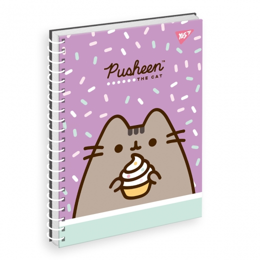 Тетрадь А5 80 л YES од. спираль, картон. обл. "Pusheen", 151711