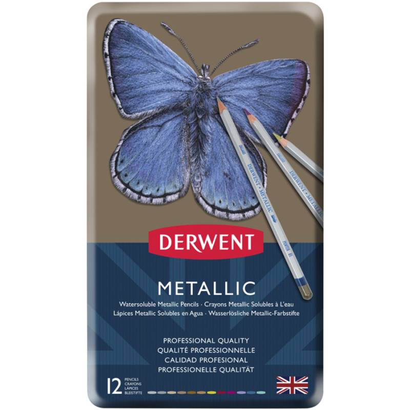 Набір олівців водорозчинних 12 шт. "Metallic" в метал. кор., 700456 Derwent 1