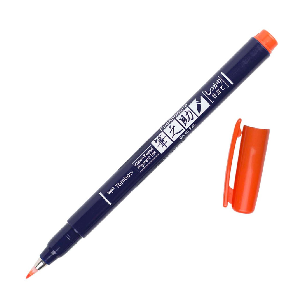Пензель-ручка Brush Pen Fudenosuke на водній основі BH28, помаранчевий, WS-BH28 Tombow