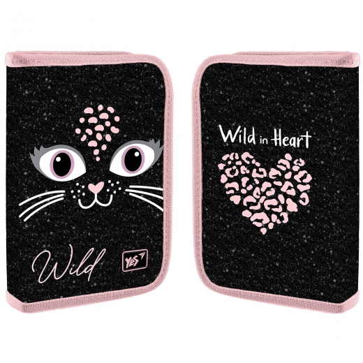 Пенал жесткий YES HP-04 "Wild kitty", одинарный с двумя клапанами, 533124