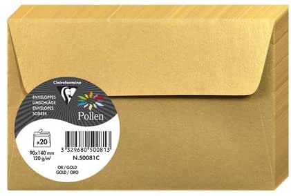 Конверт декоративный Pollen FT30 (90*140 мм)/120 г, Gold/Золотой, 50081C