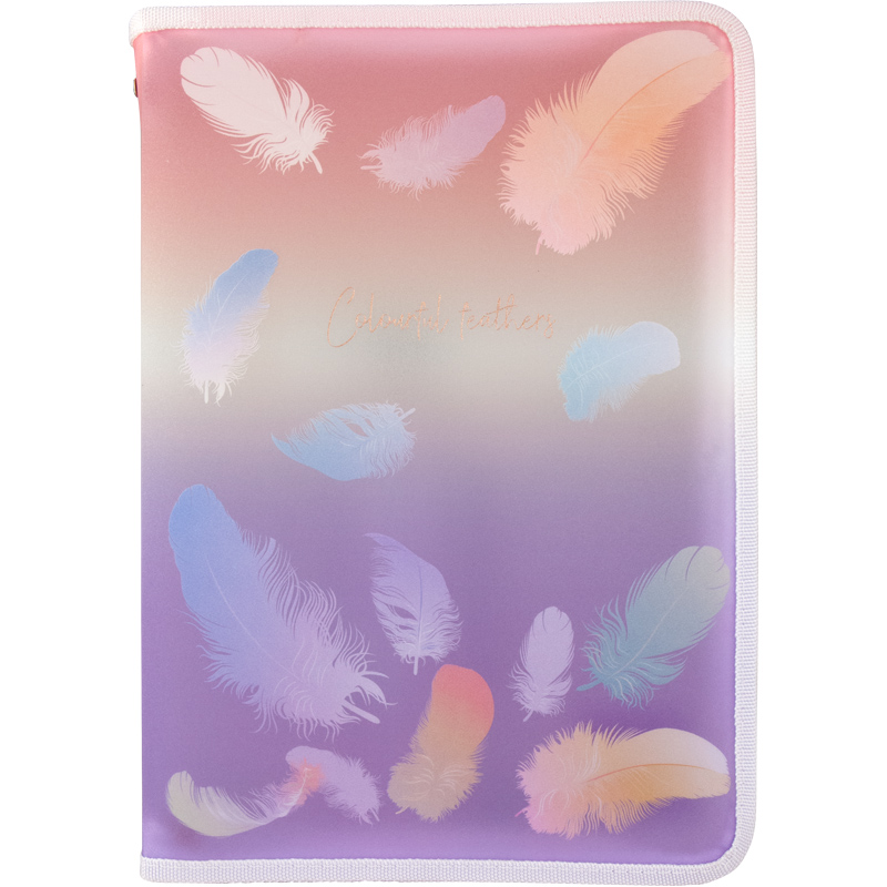 Папка об`ємна на блискавці, А4+, Colourful Feather 02, 1807-92-A