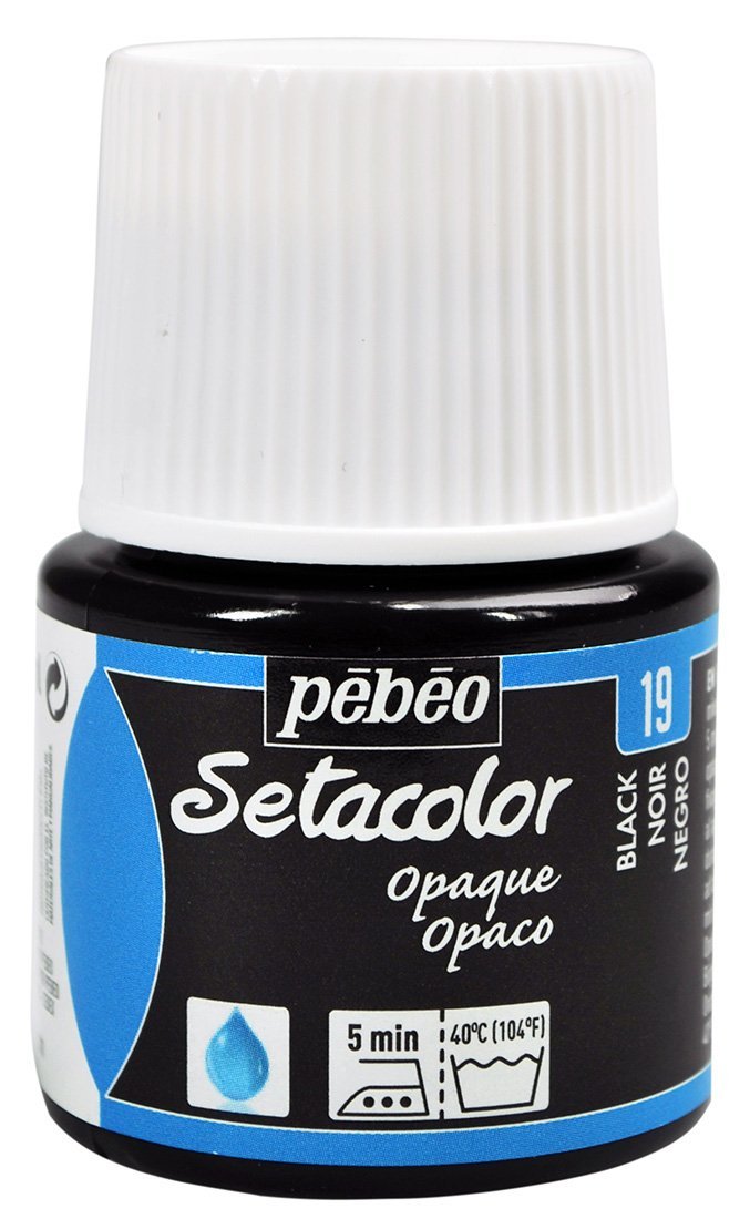 Краска для светлых тканей Setacolor 45 мл непрозрачная, чёрная, 295-019 Pebeo