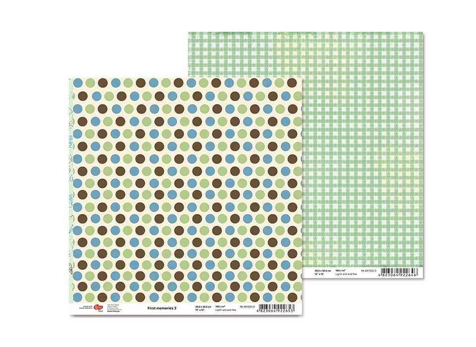 Папір для скрапбукінгу "First memories" 3, двосторонній, TM ROSA Talent