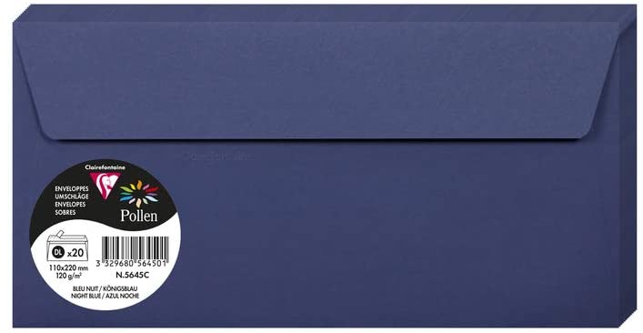Конверт декоративный Pollen DL (110*220 мм)/120 г, Night blue/Ночной синий, 5645C 
