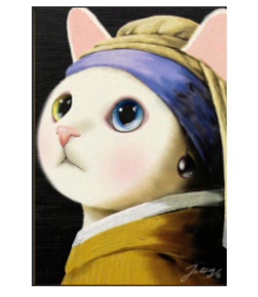 Алмазная мозаика "Кошка с жемчужной серьгой" 30*40 см, H8694