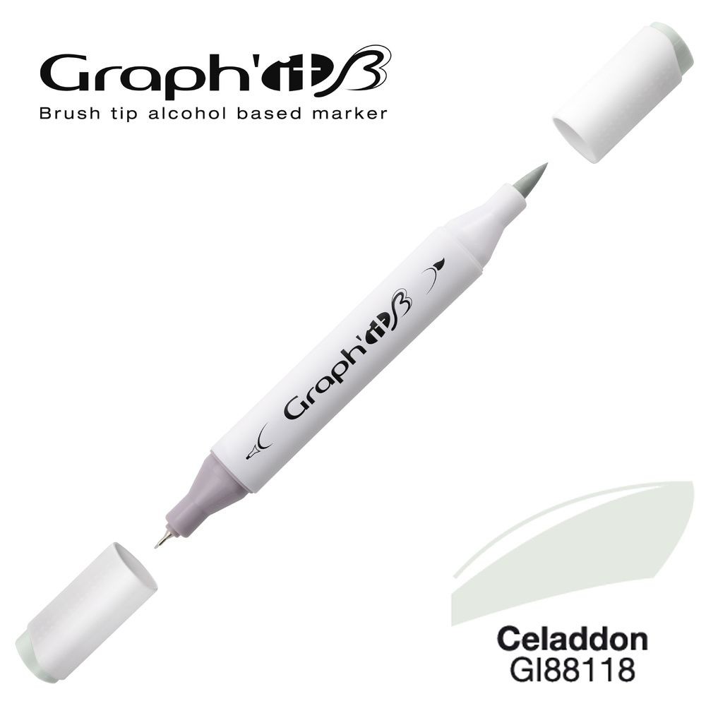 Маркер двосторонній Brushmarker, Сірувато-зелений (8118), GI88118 Graph`it