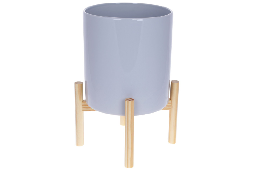 Кашпо керамічне "Флора" 37 см, сірий глянець, 733-459