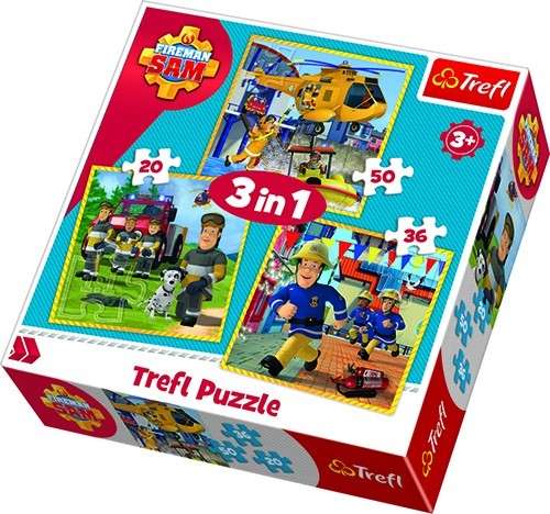 Пазл "3 в 1" - Пожежник Сем у дії, Prism A&D Fireman Sam, Trefl, 34844 3