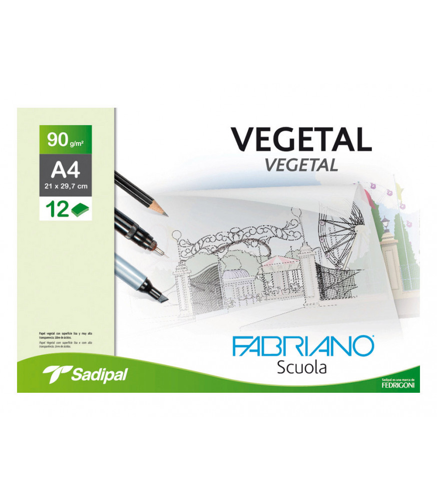 Калька в папці А4 12 арк. 90 г/м2 Vegetal для худ. робіт, F74233272 Sadipal