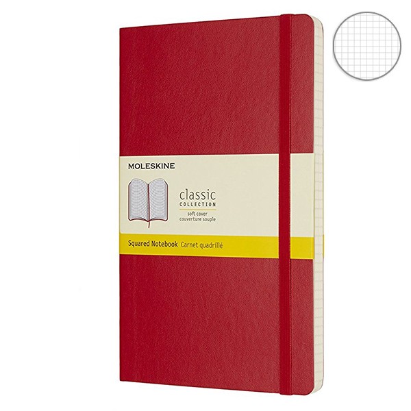 Записник Червоний м’який середній клітинка, Moleskine Classic, QP617F2