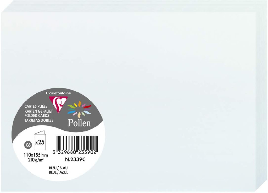Заготовка для открыток сложенная Pollen 110*155 мм/210 г, Blue/Синий, 2339C 