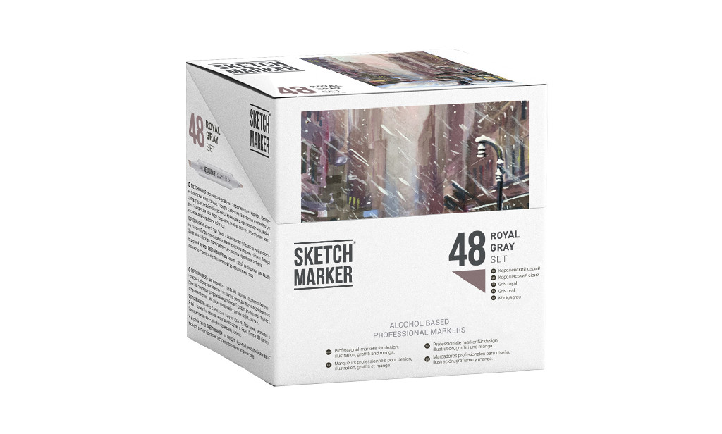 Набір маркерів SketchMarker Royal grey - Королівський сірий 48 шт. (у пластик. кейсі), SM-48ROYAL 3