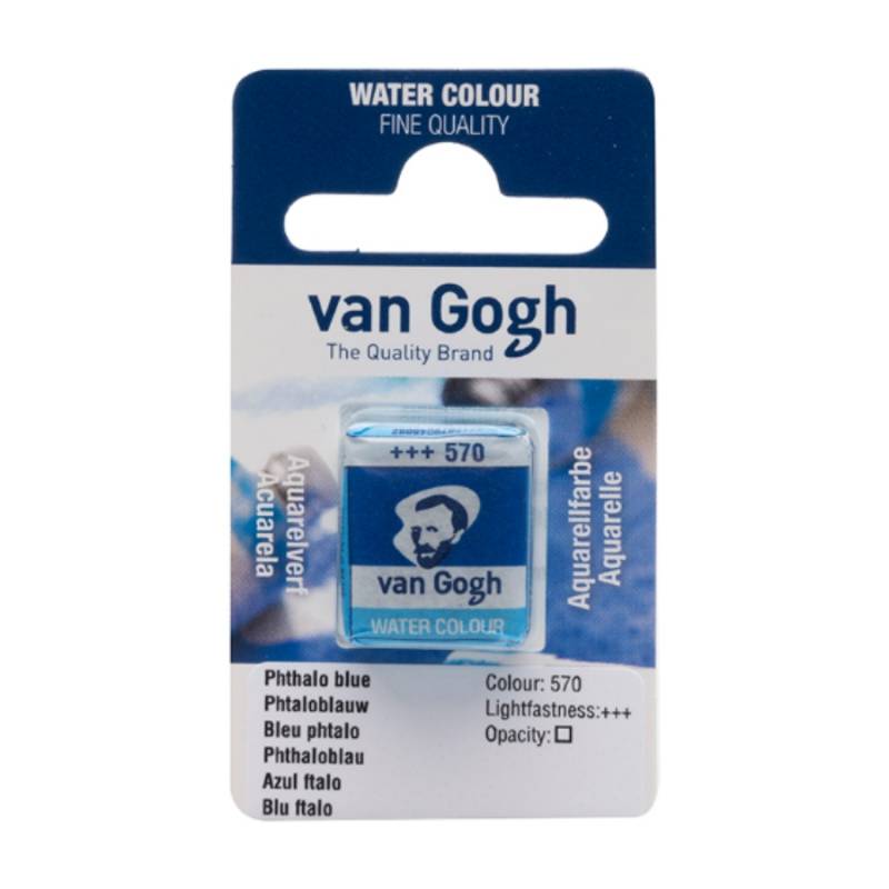 Краска акварельная Van Gogh 570 Синий ФЦ, кювета, Royal Talens
