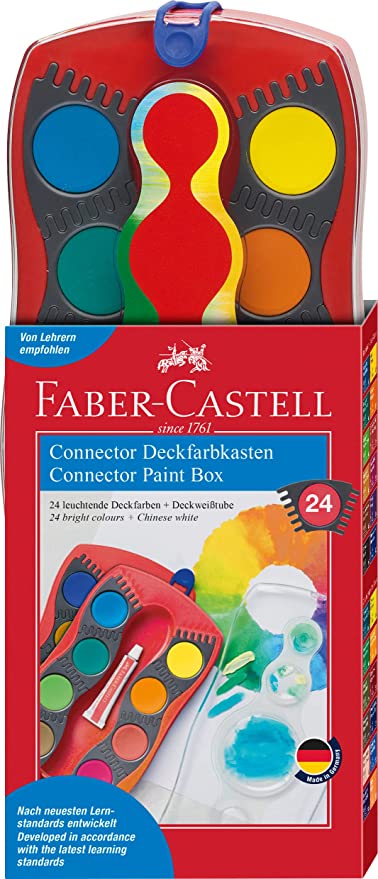 Фарби акварельні сухі 24 кол. Connector, червон. корпус, 125031 Faber-Castell
