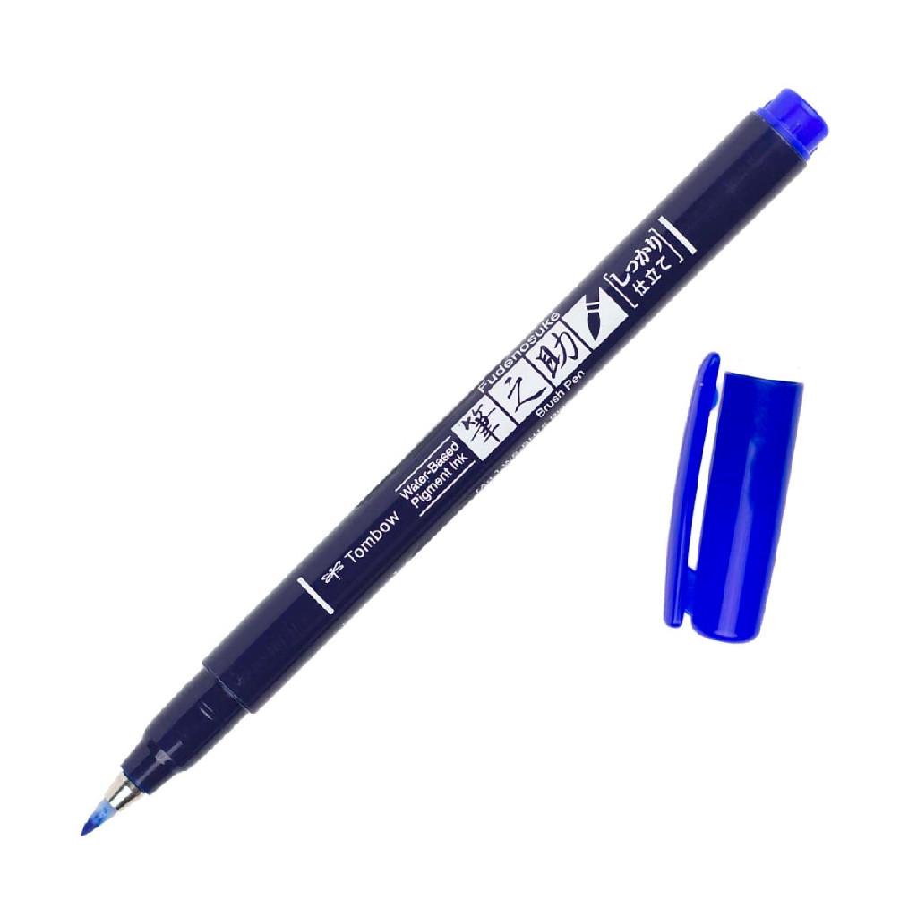 Кисть-ручка Brush Pen Fudenosuke на водной основе BH15, синий, WS-BH15 Tombow