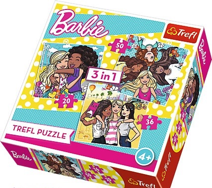 Пазл "3 в 1" - Настоящая дружба, Mattel, Barbie, 34827