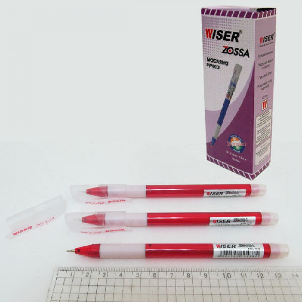 Ручка масляная Wiser "Zossa" 0,7 мм с грипом, красная, zossa-rd