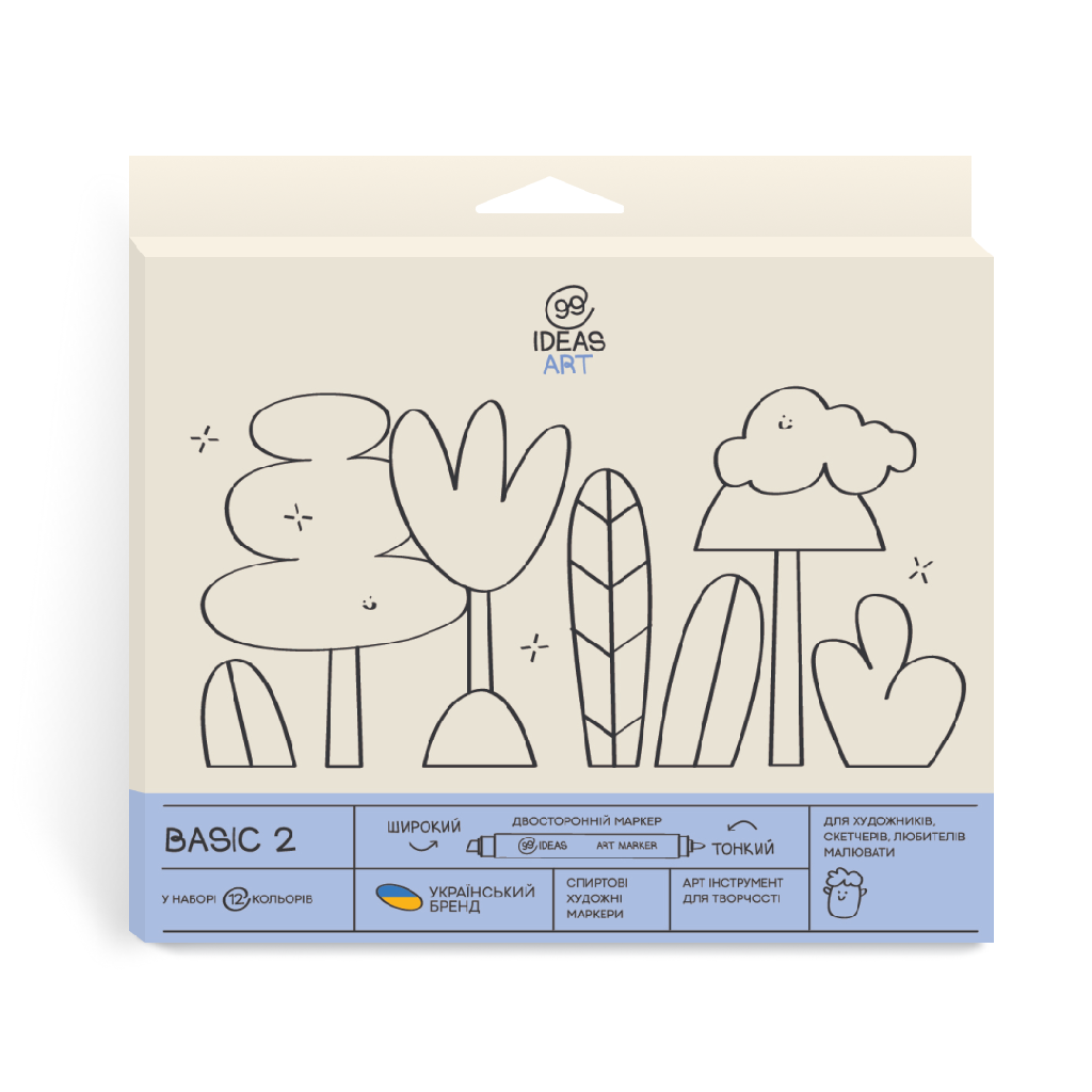 Набір маркерів Basic 2, 12 шт., idea1-am/12bas2, 99IDEAS