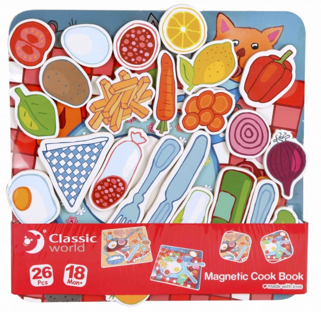 Игрушка деревянная Classic World "Двусторонняя магнитная игра Кухня", 3578