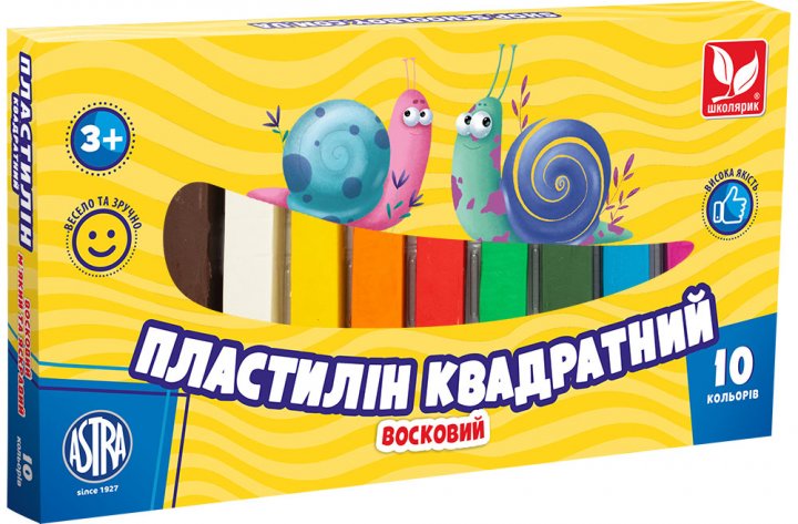 Пластилін квадратний восковий, 10 кол., 303115006-UA