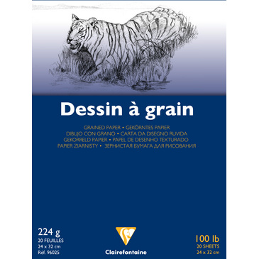Склейка д/графіки 24*32 см Dessin a Grain, 20 арк. (224г/м2), білий папір, 96025C Clairefontaine