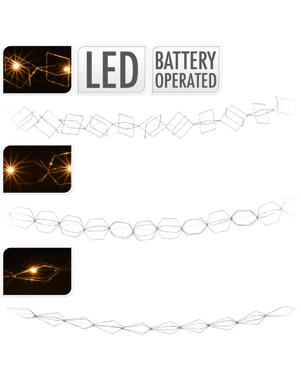 Гірлянда LED 20 ламп, 190 см, срібло, AMY100620