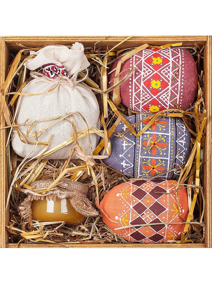 Дерев’яна коробка №45а, Писанки, чай, мед, сіно, 2023010117