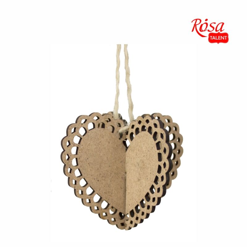 Заготовка Сердце 3D ажурне 2, ДВП, 10*10 cм, Rosa Talent (2)