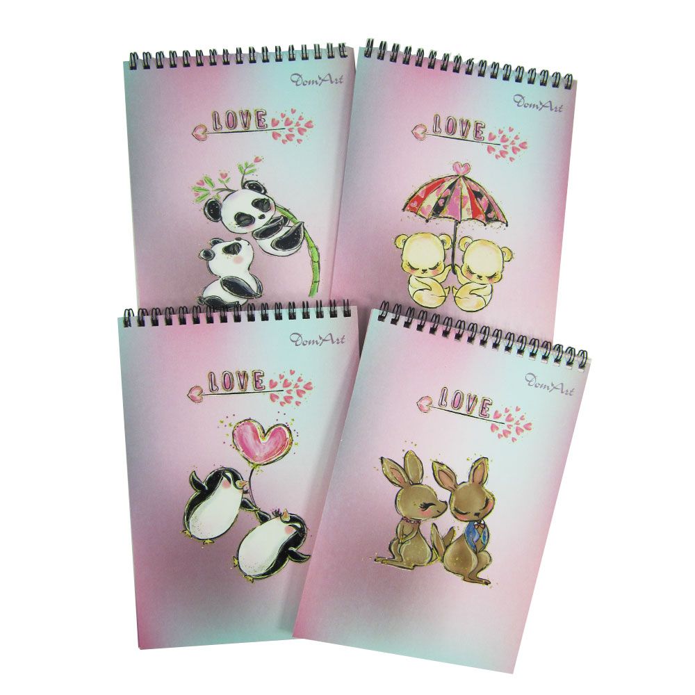 Блокнот на пружине A5 "Sweet Hugs" в ассорт., цветная клетка, TM DomArt