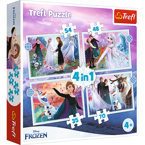 Пазл "4 в 1" - Магія в лісі / Disney Frozen 2, Trefl, 34398