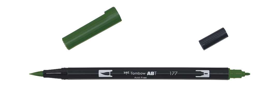 Маркер-блендер двухсторонний ABT BrushPen ABT-177, тёмный нефрит ТМ "Tombow"