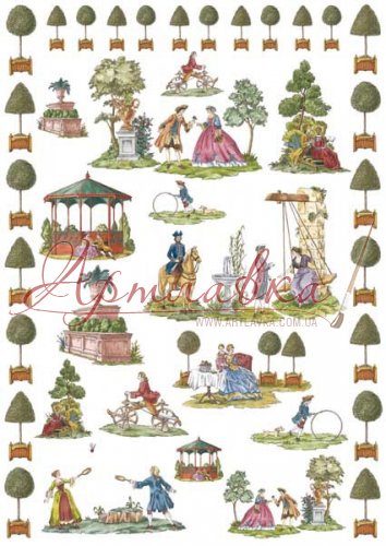 Карта декупажная 50*70 см, Игры 18-го века, 60 г/м², EAS.218 Calambour
