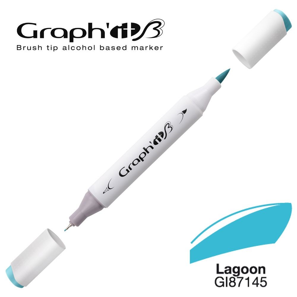 Маркер двосторонній Brushmarker, Блакитна лагуна (7145), GI87145 Graph`it