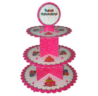 Підставка для мафінів "З Днем народження", рожева, F-050501