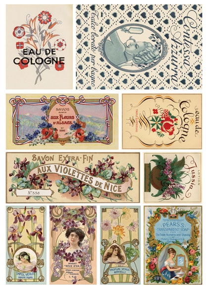 Карта декупажна 34,5*49,5 см, Парфюмерні етикетки, 20 г/м², PAU 27