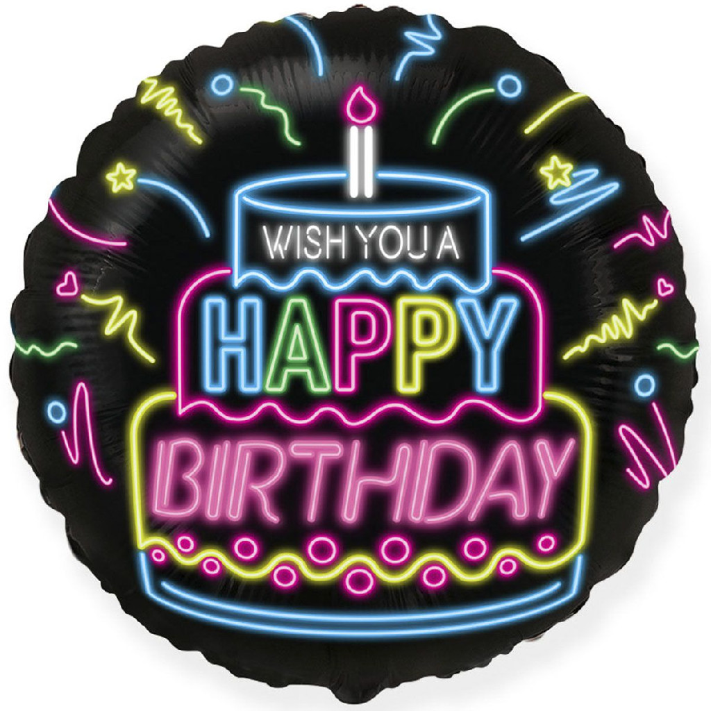 Куля повітряна 18" "Wish you a happy birthday" неон, 1202-3131