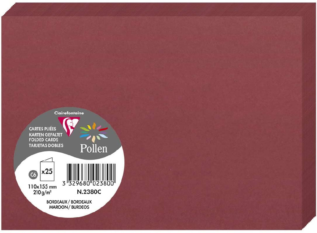Заготовка д/открыток сложенная ​​Pollen 110*155 мм/210 г, Maroon/Темно-бордовый, 2380C