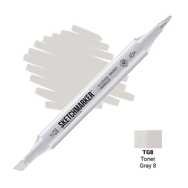 Маркер SKETCHMARKER, 2 пера: долото и тонкое, Toner Gray 8 - Тонированный серый 8, SM-TG8