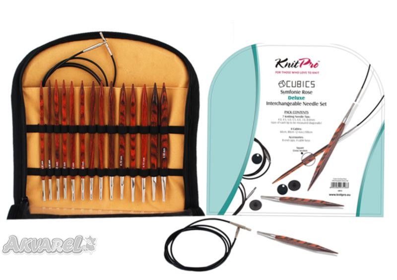 Набір змінних дерев`яних спиць "Deluxe" Cubics Symfonie-Rose, 25613 KnitPro