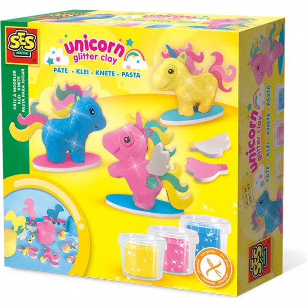 Маса для ліплення, що не засих. "Єдиноріг" (3 кол. з блискітками), 00432S