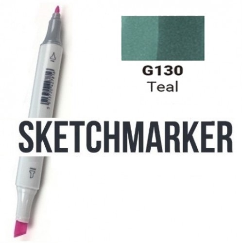 Маркер SKETCHMARKER, 2 пера: долото и тонкое, Teal - Зеленовато-голубой, SM-G130 3