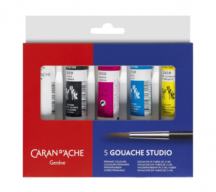 Набір фарб Caran d`Ache Gouache Studio металевий бокс (5 кольорів по 21 мл), 2103.305