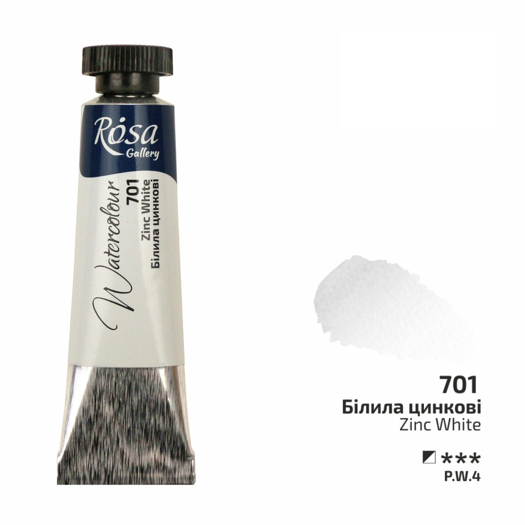 Фарба акварельна, Білила цинкові, туба, 10 мл, Rosa Gallery