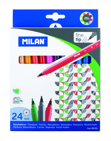 Фломастери 24 кол. тонкі Milan. 80159