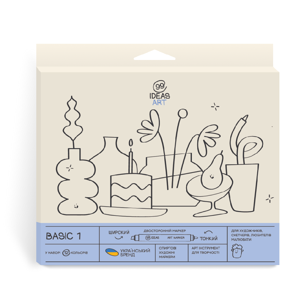 Набор маркеров Basic 1, 12 шт., idea1-am/12bas1, 99IDEAS