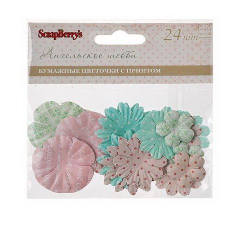 Набор ориентированных бумажных цветочков Ангельское Шебби 24 шт