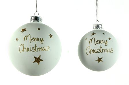Подвеска новогодняя Шар "Merry Christmas" 10 см, белый, 9765526 ТМ "A&G"