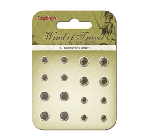 Набор хрустальных брадсив "Ветер странствий", зелено-серый, 16 шт